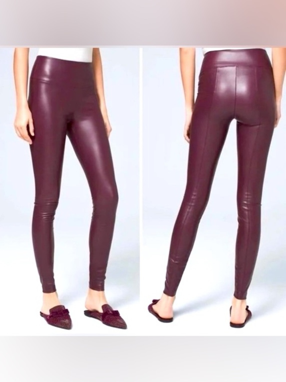 White House Black Market Plum Faux Leather Leggings